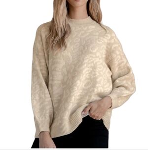 Lulu's RD Style Cream Leopard Patterned Sweater Size M
